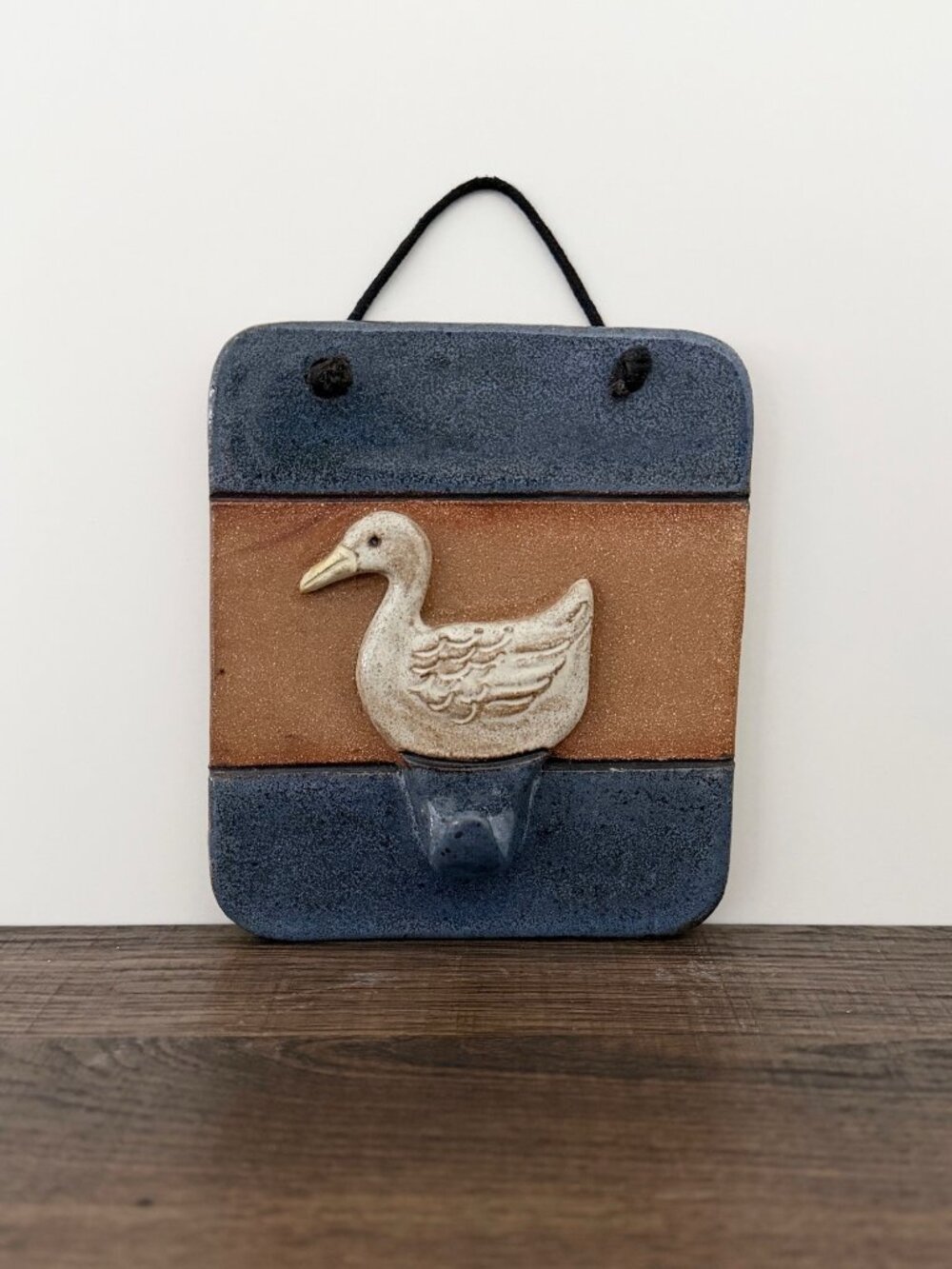 Vintage Ceramic‎ Tile 3D Duck Hand Towel Holder Wall Hook Farmhouse Cottagecore